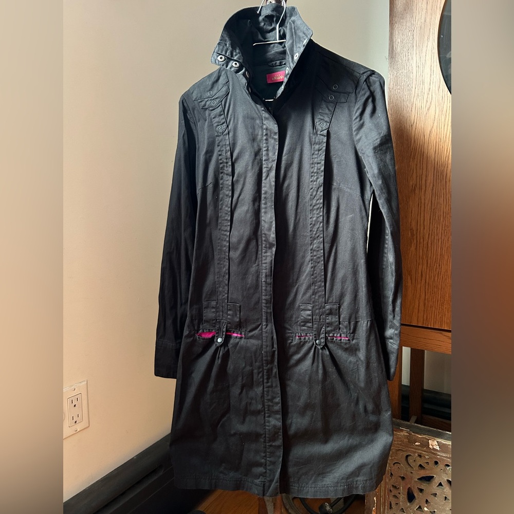 Skunkfunk high collar zip dress with pink pockets size small